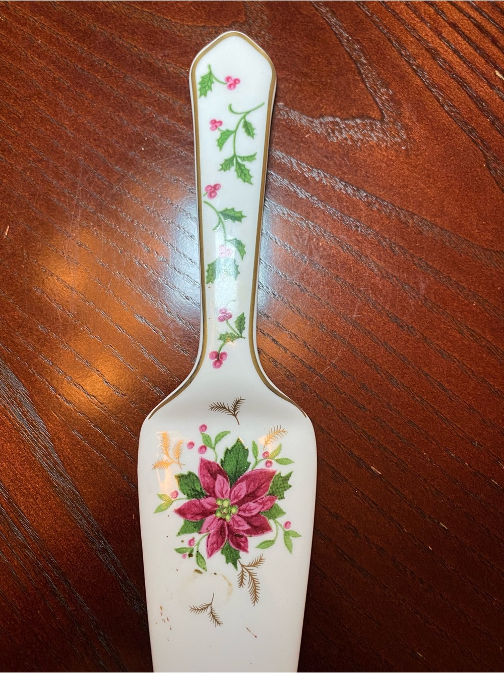 Porcelain Mikasa Bone China Cake Server poinsettia design - Picture 5 of 7